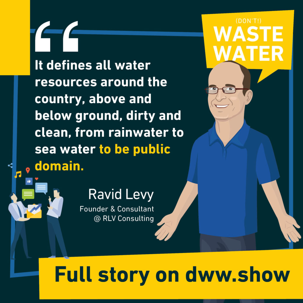 Israel's National Water Law defines all water resources around the country to be public domain.