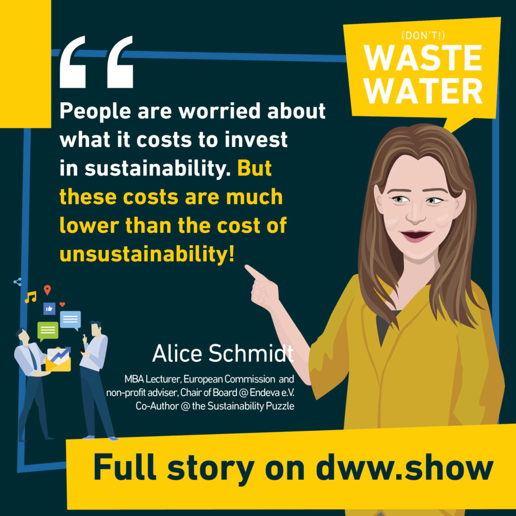 People are worried about the costs of sustainability, but these are much lower than the costs of unsustainability! A simple truth Alice Schmidt shares.