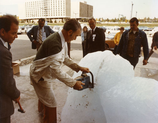The world's most expensive cocktail coolers, served at the Iceberg Towing and Iceberg Water conference in Iowa in 1977
