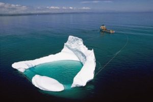 An actual Iceberg being towed to protect Oil Rigs