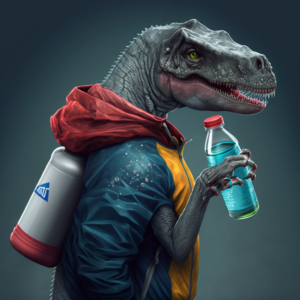 What? Dinosaurs needed bottled water as well to hydrate after their sports sessions!